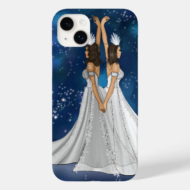 Zodiac Gemini Goddess in Blue Celestial Space Case-Mate iPhone 14 Plus Hülle (Rückseite)