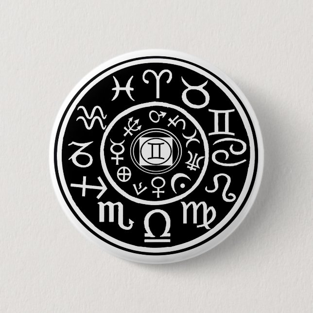 Zodiac - Gemini-Konstellation und Planetendesign Button (Vorderseite)
