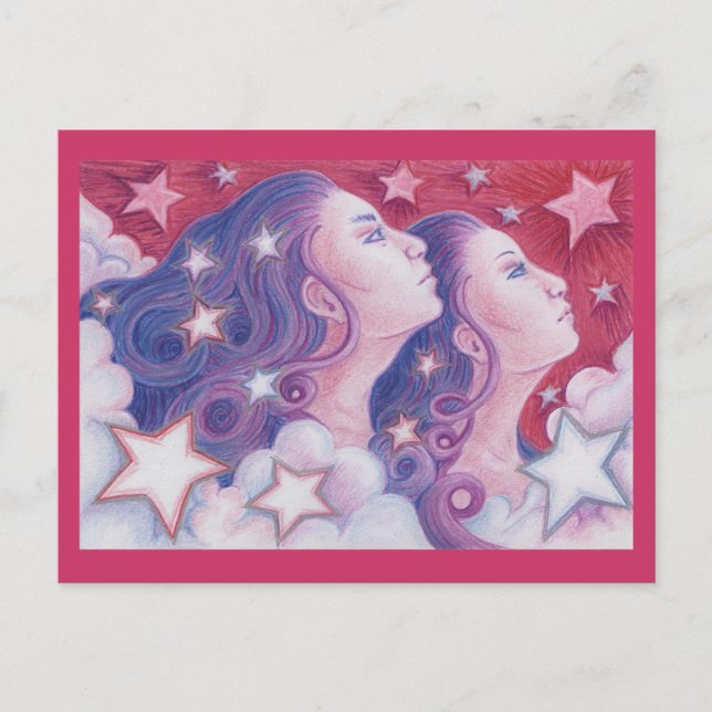 Zodiac Gemini Postkarte (Vorderseite)