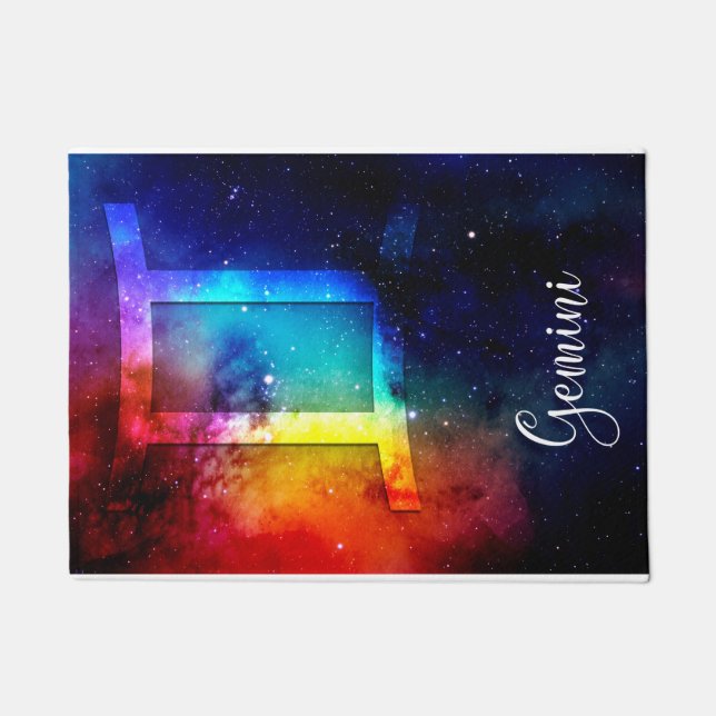 Zodiac : Gemini Rainbow Space Fußmatte (Vorderseite)