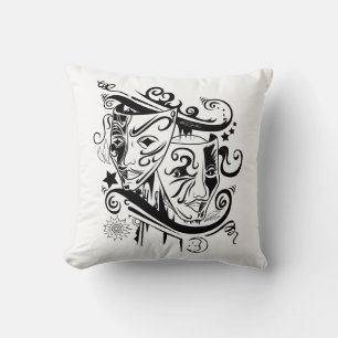 Zodiac - Gemini - Schwarz - Weiß Kissen