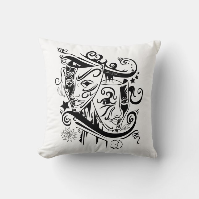 Zodiac - Gemini - Schwarz - Weiß Kissen (Vorderseite)