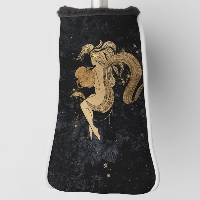Zodiac Goddess | Cosmic Gold Aquarius Astrologie Golf Headcover (Rotieren 90)