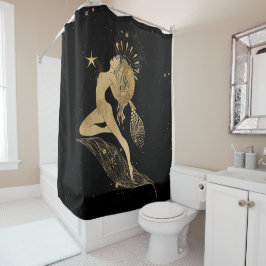 Zodiac Goddess | Cosmic Gold Aries Astrologie Duschvorhang