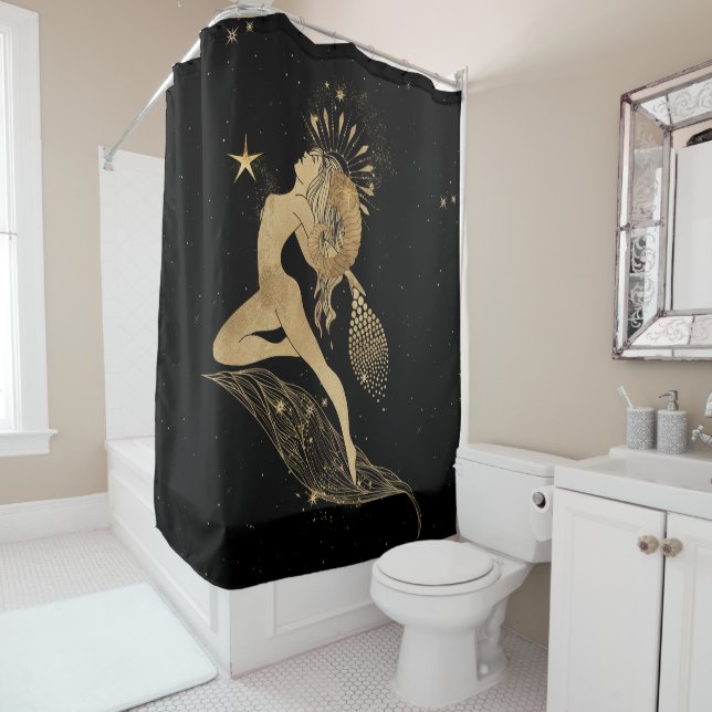 Zodiac Goddess | Cosmic Gold Aries Astrologie Duschvorhang (Beispiel)