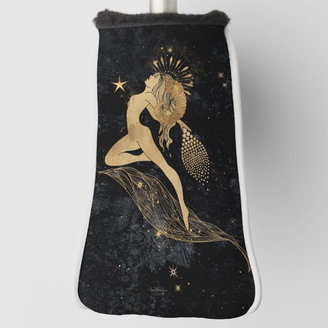 Zodiac Goddess | Cosmic Gold Aries Astrologie Golf Headcover (Rotieren 90)