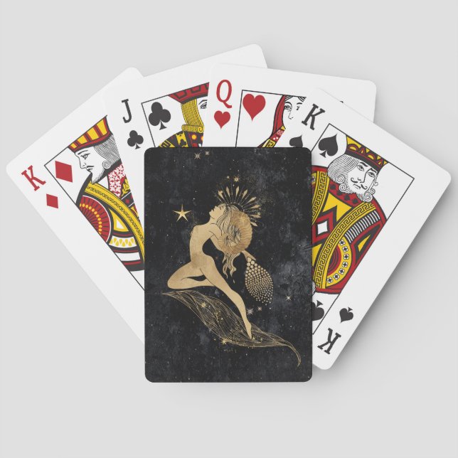Zodiac Goddess | Cosmic Gold Aries Astrologie Spielkarten (Rückseite)