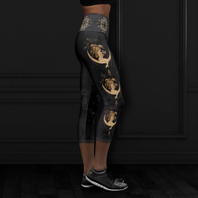 Zodiac Goddess | Cosmic Gold Cancer Astrologie Capri Leggings (Von Creator hochgeladen)