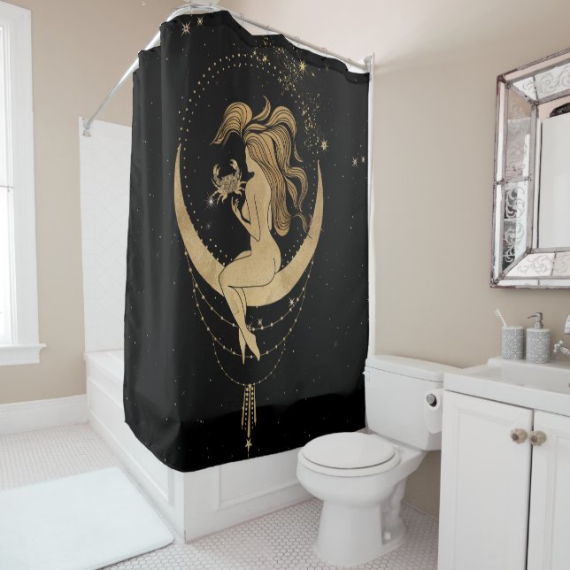 Zodiac Goddess | Cosmic Gold Cancer Astrologie Duschvorhang (Beispiel)