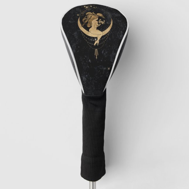 Zodiac Goddess | Cosmic Gold Cancer Astrologie Golf Headcover (Vorderseite)