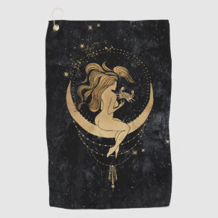 Zodiac Goddess   Cosmic Gold Cancer Astrologie Golfhandtuch