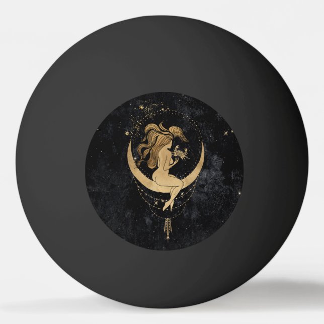 Zodiac Goddess | Cosmic Gold Cancer Astrologie Tischtennisball (Vorderseite)