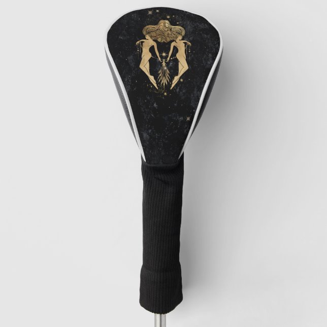 Zodiac Goddess | Cosmic Gold Gemini Astrologie Golf Headcover (Vorderseite)