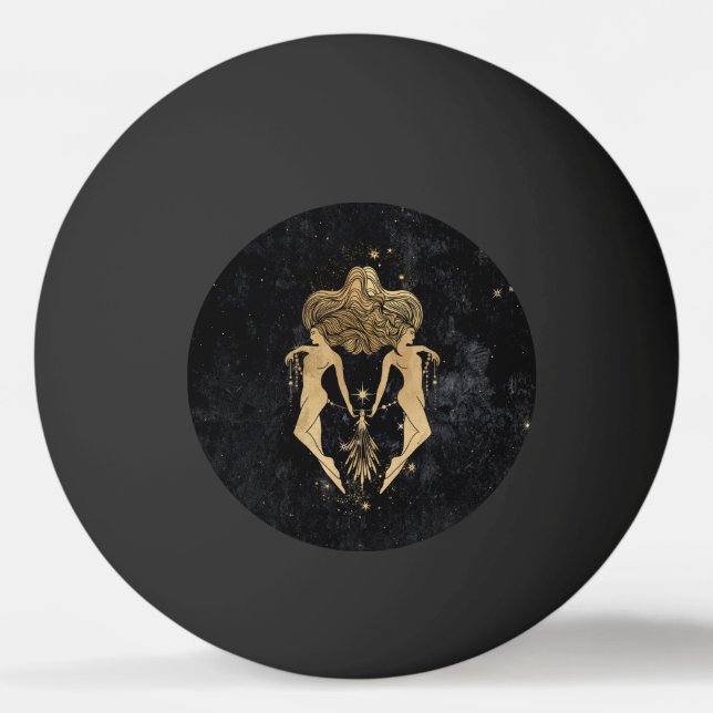 Zodiac Goddess | Cosmic Gold Gemini Astrologie Tischtennisball (Vorderseite)