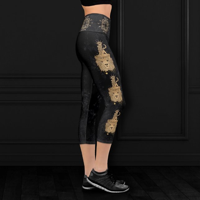 Zodiac Goddess | Cosmic Gold Leo Astrologie Capri Leggings (Von Creator hochgeladen)