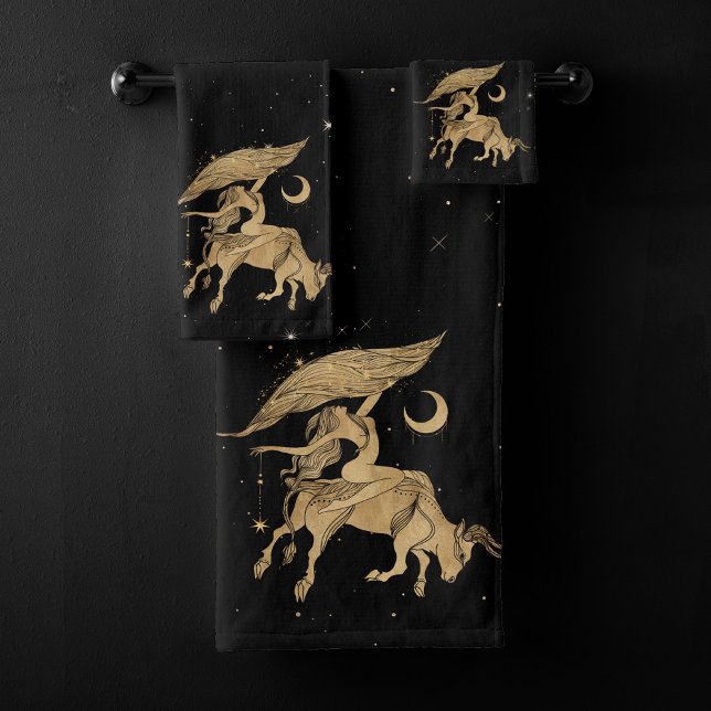 Zodiac Goddess | Cosmic Gold Taurus Astrologie Badhandtuch Set (Von Creator hochgeladen)