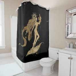 Zodiac Goddess | Cosmic Gold Virgo Astrologie Duschvorhang