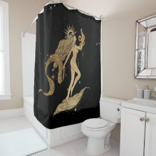 Zodiac Goddess Cosmic Gold Virgo Astrologie Duschvorhang