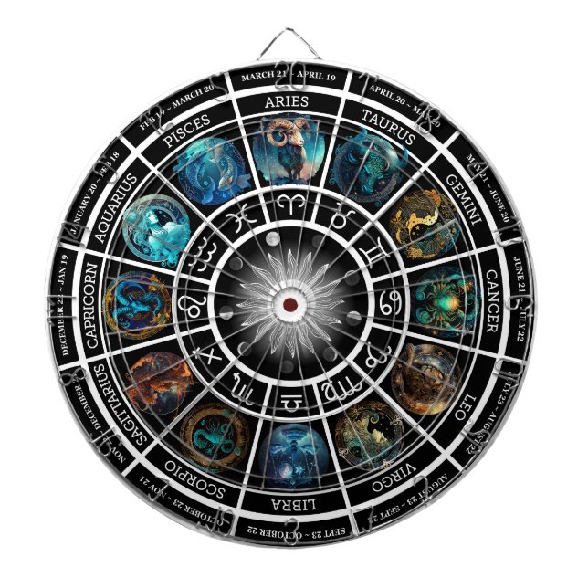 Zodiac Horoskop-Karte - mit 12 Zodiaks Dartscheibe (vorne)