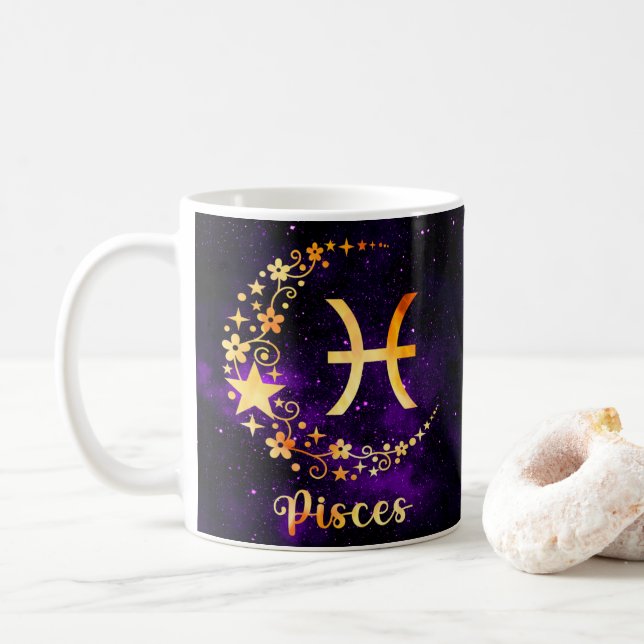 Zodiac Horoskop Pisces Design Coffee Tasse Cup (Mit Donut)