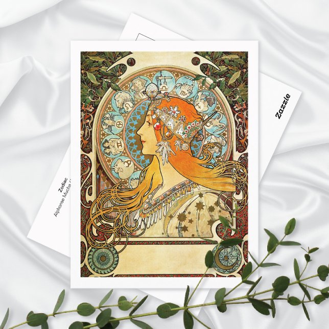 Zodiac Illustration Alphonse Mucha Postkarte (Von Creator hochgeladen)