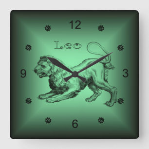 Zodiac ~ Leo ~ Astrological Signs ~ Horoscope ~ Quadratische Wanduhr