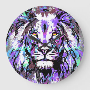 Zodiac Leo - Dessin de Portrait de Lion - Horloge 