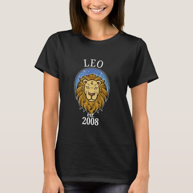 Zodiac Leo Geboren 2008 T-Shirt (Vorderseite)