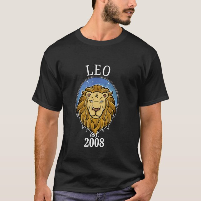 Zodiac Leo Geboren 2008 T-Shirt (Vorderseite)
