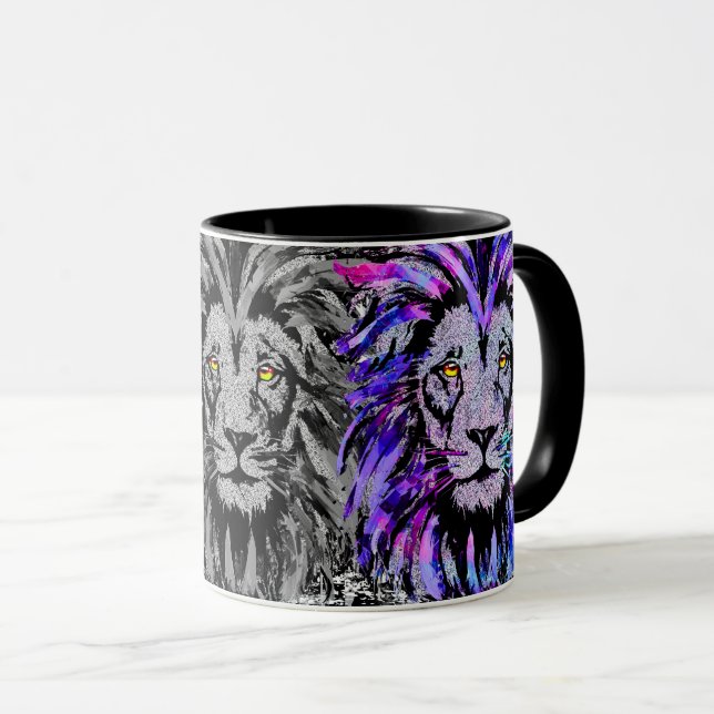 Zodiac Leo - Löwenportrait Zeichnend - Löwe Tasse (VorderseiteRechts)