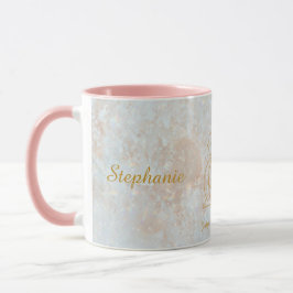 Zodiac Leo Star Sign Celestial Monogram Glitzer Tasse