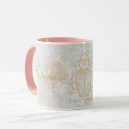Zodiac Leo Star Sign Celestial Monogram Glitzer Tasse