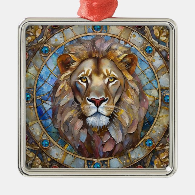 Zodiac - Leo the Lion Ornament Aus Metall (Vorne)
