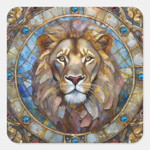 Zodiac - Leo the Lion Quadratischer Aufkleber