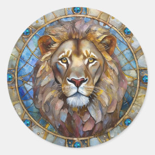 Zodiac - Leo the Lion Runder Aufkleber