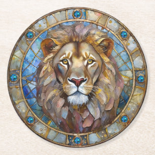 Zodiac - Leo the Lion Runder Pappuntersetzer