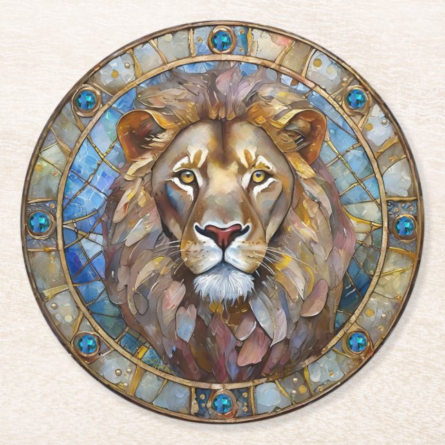 Zodiac - Leo the Lion Runder Pappuntersetzer (Vorderseite)