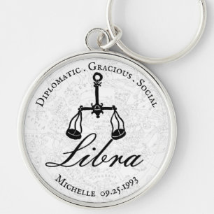 Zodiac Libra Astrologie Persönlichkeit Weiße Ang Schlüsselanhänger