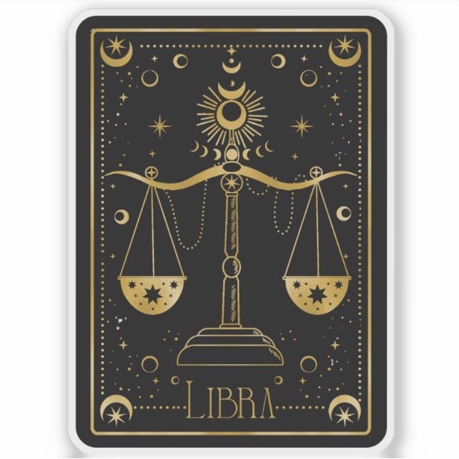 Zodiac Libra Astrologisches Schwarz-Weiß-Aufkleber Aufkleber (Vorderseite)