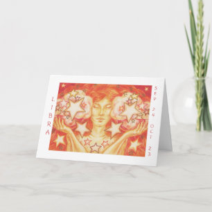 Zodiac Libra 'Happy Birthday' Karte mit weißem Ran