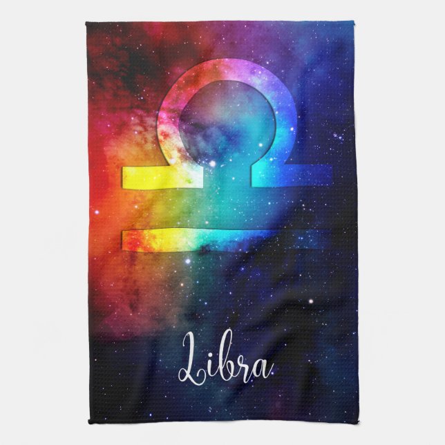 Zodiac : Libra Rainbow Space Geschirrtuch (Vertikal)