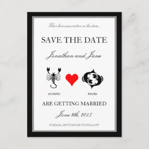 Zodiac-Liebe Save the Date (Scorpio/Pisces) Ankündigungspostkarte