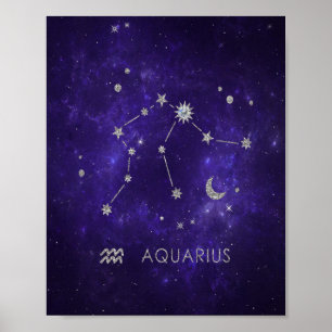 Zodiac Lila Aquarius   Astrologie Horoskop Poster