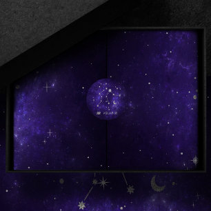 Zodiac Lila Aquarius   Astrologie Horoskop Runder Aufkleber