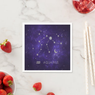 Zodiac Lila Aquarius Astrologie Horoskop Serviette
