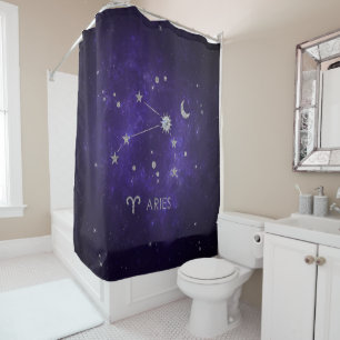 Zodiac Lila Aries Kosmisches Astrologie Horoskop Duschvorhang