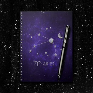 Zodiac Lila Aries Kosmisches Astrologie Horoskop Notizblock