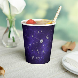 Zodiac Lila Aries | Kosmisches Astrologie Horoskop Pappbecher