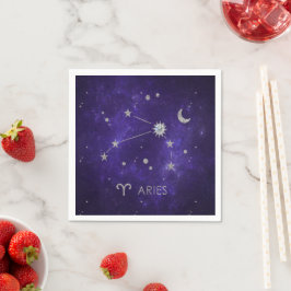 Zodiac Lila Aries | Kosmisches Astrologie Horoskop Serviette