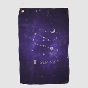 Zodiac Lila Gemini Kosmisches Astrologie Horosko Golfhandtuch